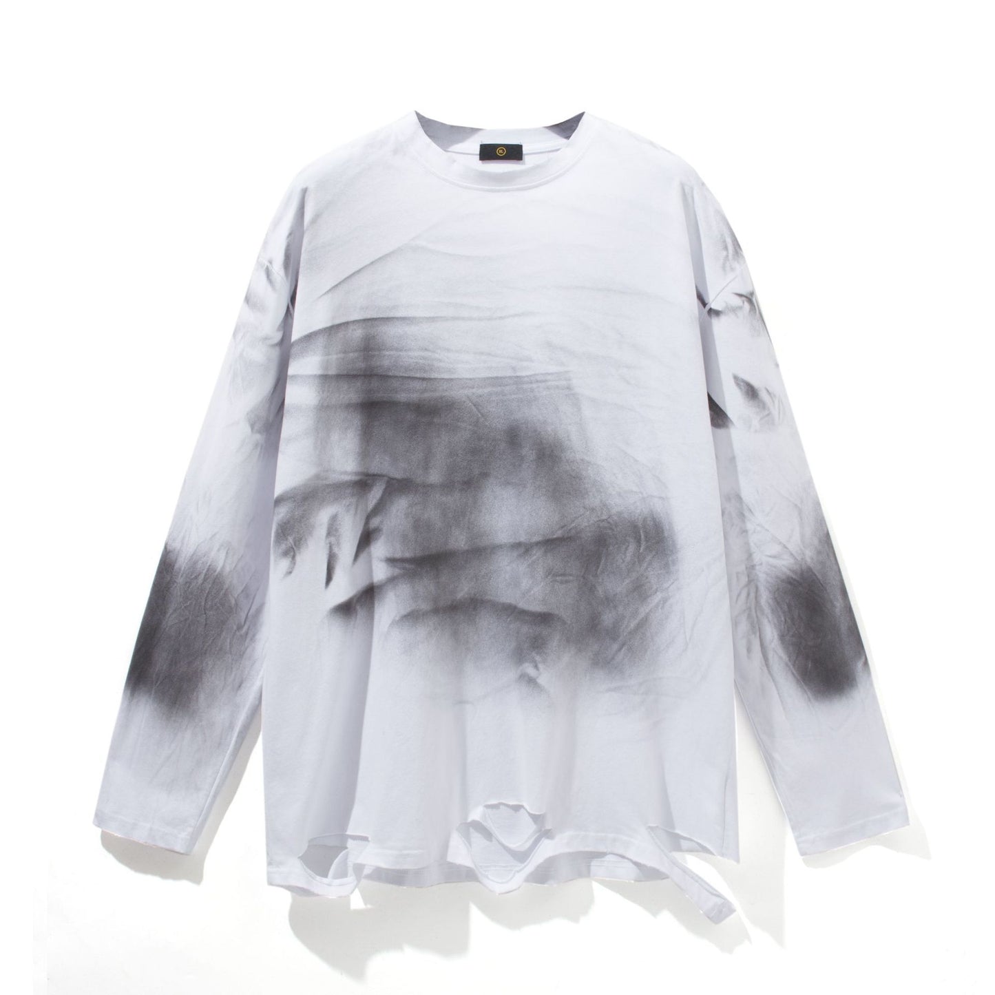 Distressed, Cut And Frayed Long-sleeved T-shirt