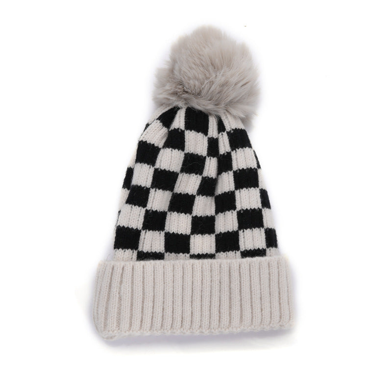 Children's Ins Trendy Chessboard Plaid Wool Hat