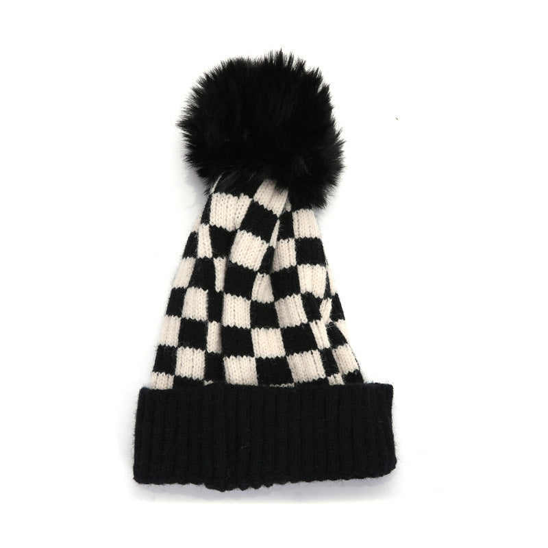 Children's Ins Trendy Chessboard Plaid Wool Hat