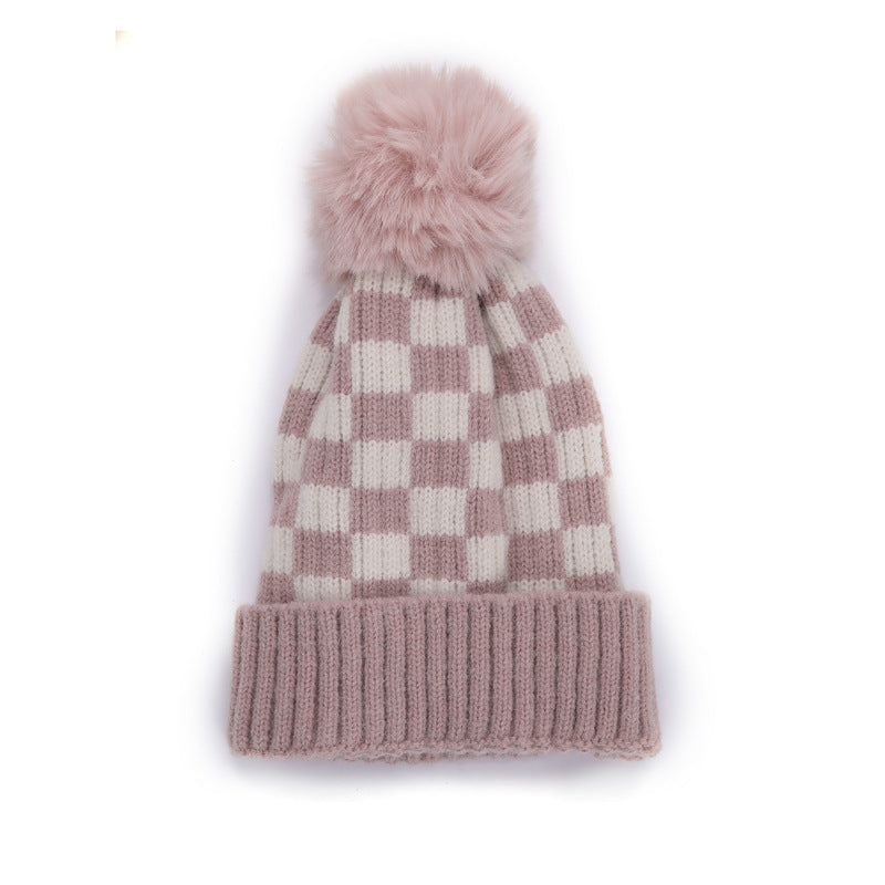 Children's Ins Trendy Chessboard Plaid Wool Hat