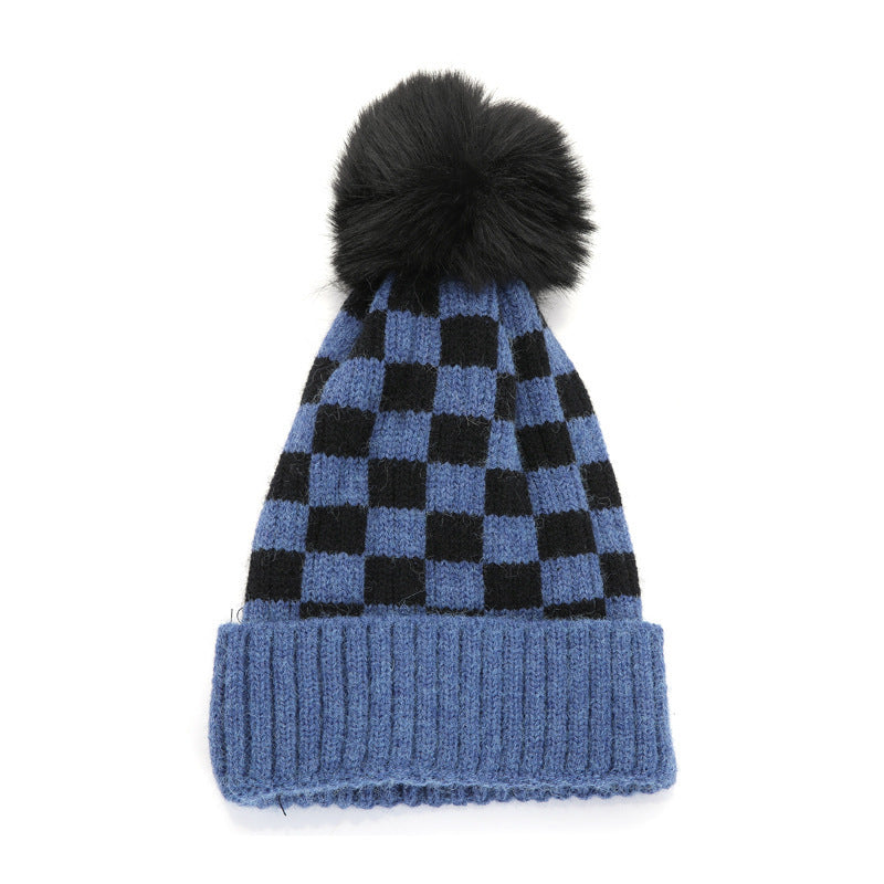 Children's Ins Trendy Chessboard Plaid Wool Hat